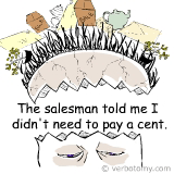 The salesman told me I  didn't need to pay a cent.