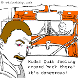 Kids! Quit fooling around back there! It's dangerous!