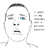 I sent in my resume, not a prison record.