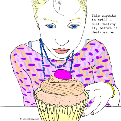 This cupcake is evil! I must destroy it, before it destroys me.